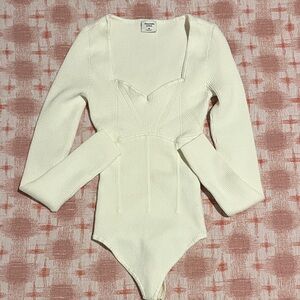 Abercrombie & Fitch Cream Ribbed Bodysuit